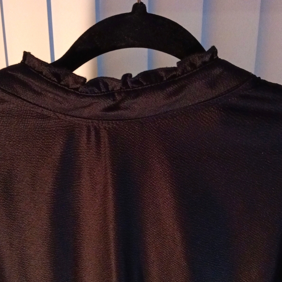 Black Ruffle Button Down Blouse. - Picture 6 of 7